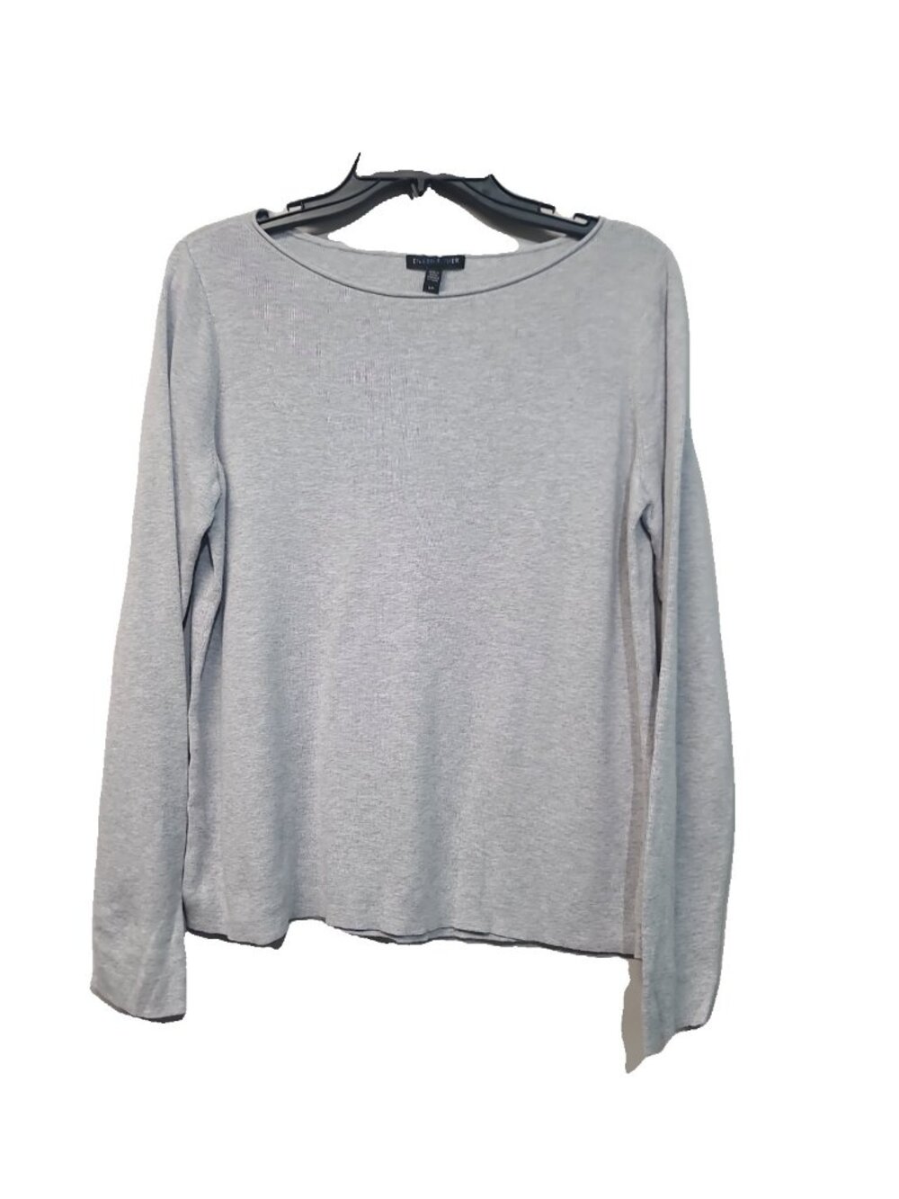 Eileen Fisher Organic Cotton Blend Boat Neck Sweater S Gray